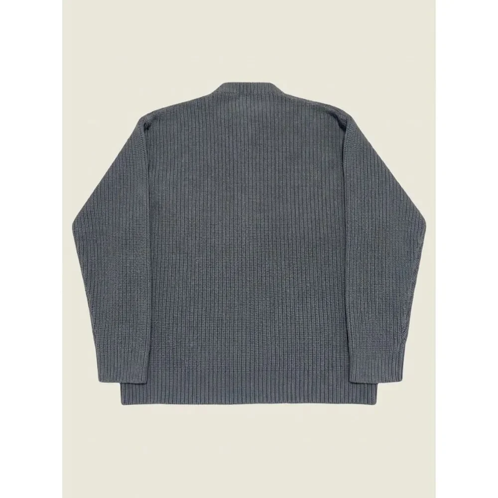 J.Crew Fisherman Rib Knit Sweater Mens XL Gray Crew Neck Cotton Pullover